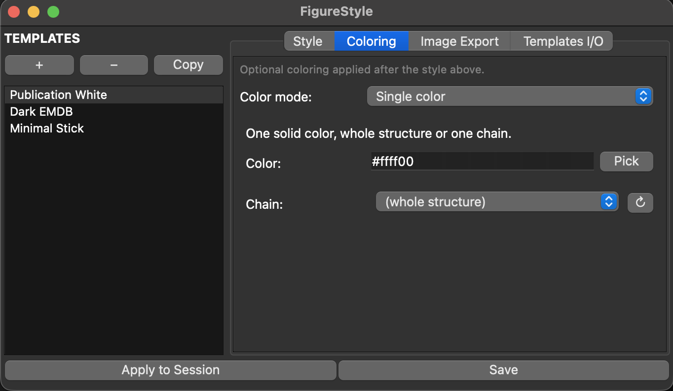 Coloring tab, Single color mode