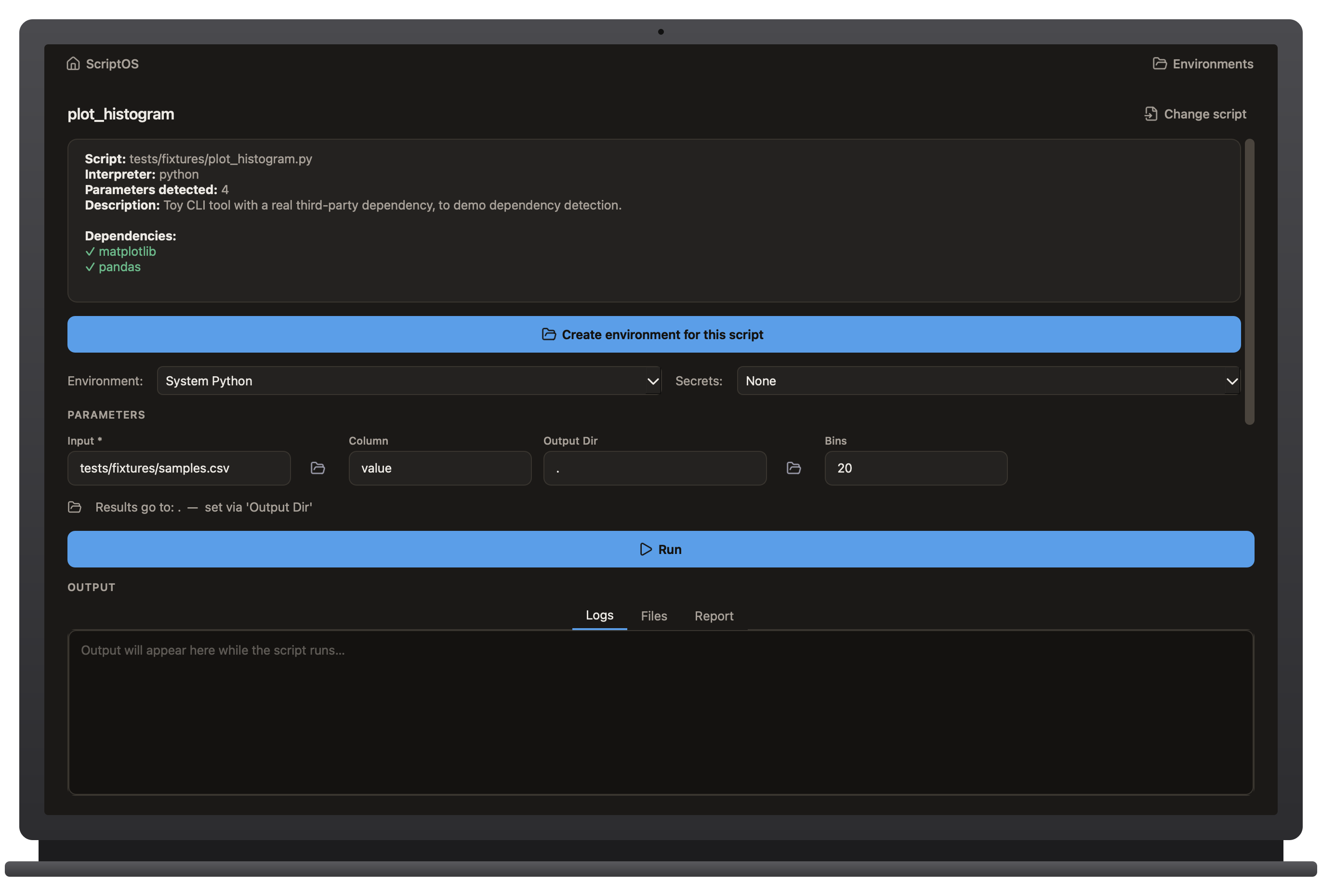 ScriptOS running on macOS