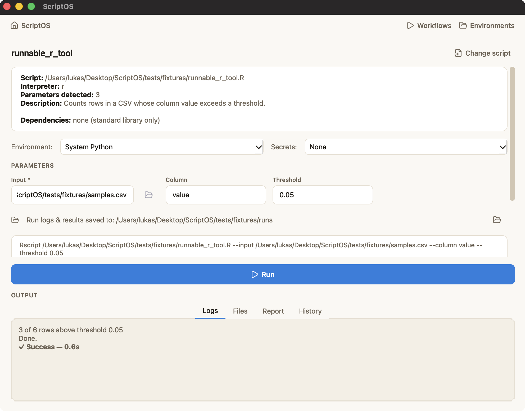 runnable_r_tool.R after a successful run